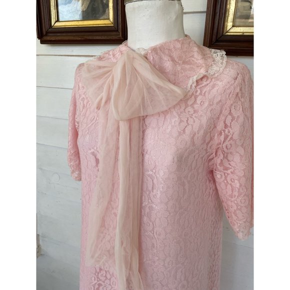 Vintage 1950s Pink Floral Lace Bed Jacket Robe - Picture 11 of 16